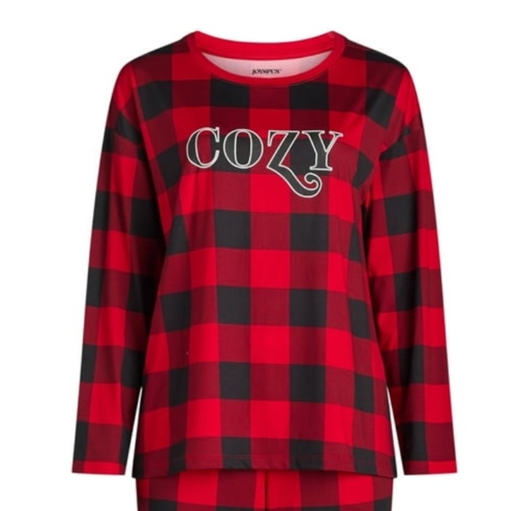 Joyspun NWT Red and Black Plaid Pajama Long Sleeve Top - Picture 3 of 3